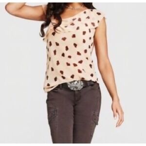 Cabi Sz M Romantic‎ Floral Print Sheer Ruffle Top Blouse Style 981 Fairy